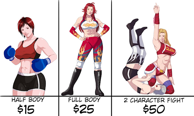 Gig Preview - Draw character wrestling and fighting girls