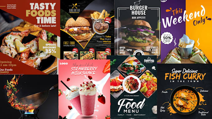 Gig Preview - Design your restaurant poster where food meets design style