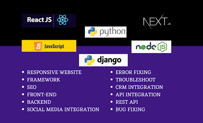 Gig Preview - Be your nodejs python django developer for website developing API and backend