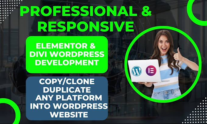 Gig Preview - Design redesign clone copy duplicate wordpress website as an elementor expert