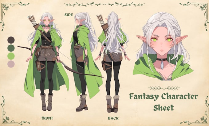 Bestseller - draw your character sheet design or original character