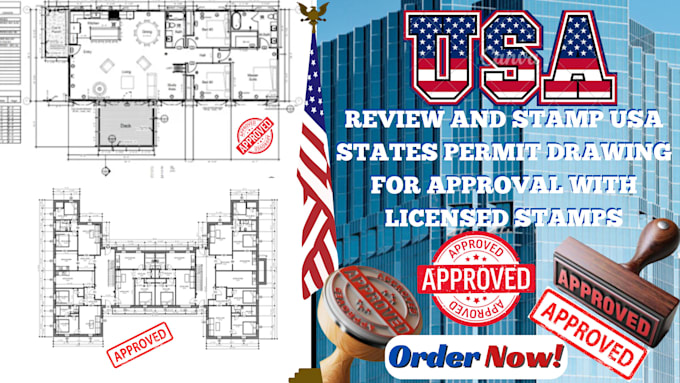 Gig Preview - Review, stamp architectural engineering drawing mep floor plan city permits USA