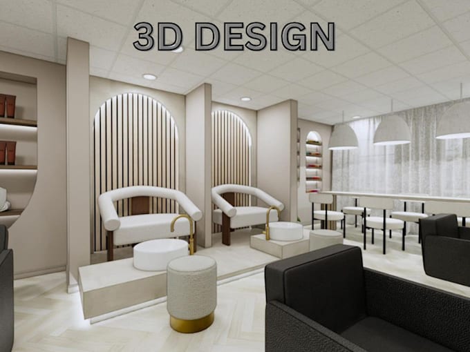 Gig Preview - Do realistic 3d interior design, beauty salon, massage room, barber shop, gym