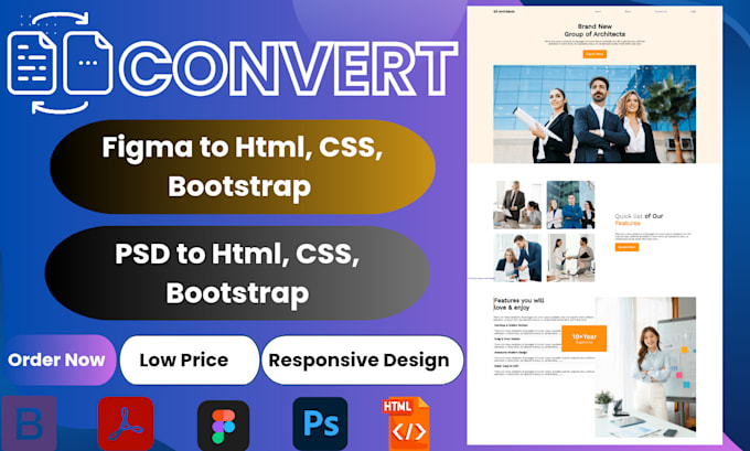 Bestseller - convert PSD to html, CSS with responsive design