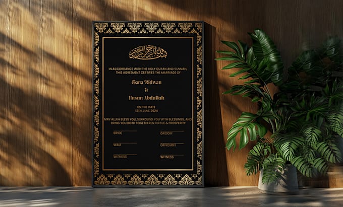 Gig Preview - Design customized nikah marriage certificates and invitation cards for you