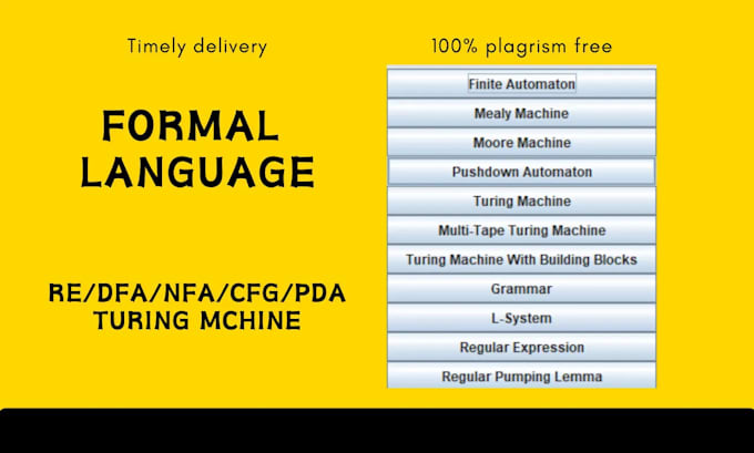 Gig Preview - Do formal languages re fa nfa dfa cfg pda work