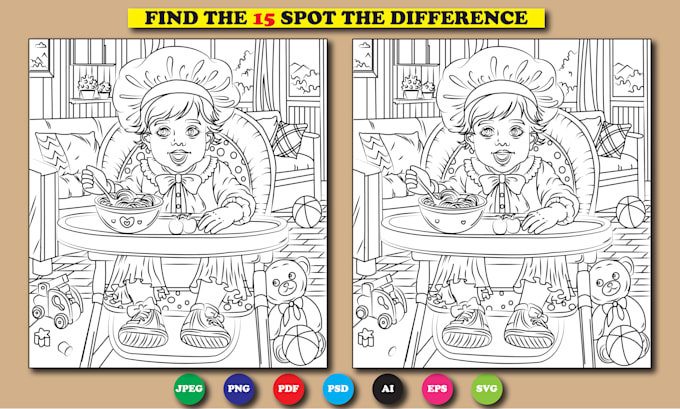 Gig Preview - Draw hidden object and spot the difference picture for your amazon KDP