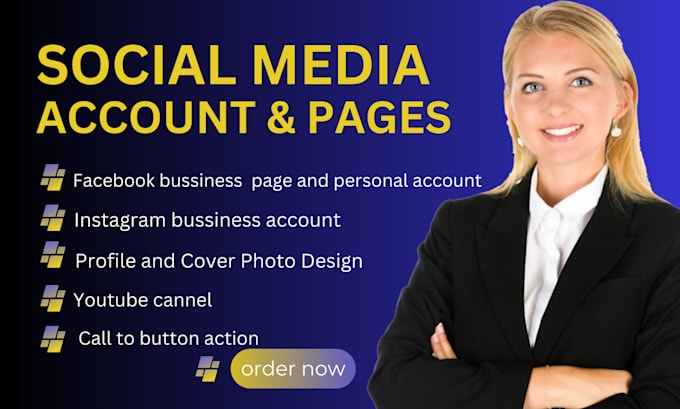 Gig Preview - Be create personal business social media pages and accounts