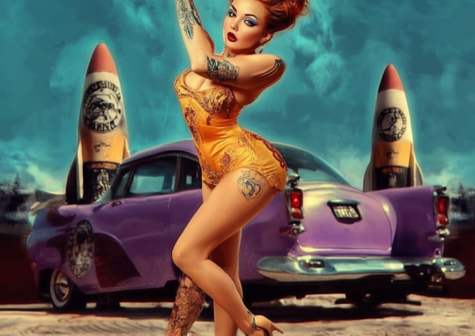 Gig Preview - Desing a cute pin up girl portrait for you