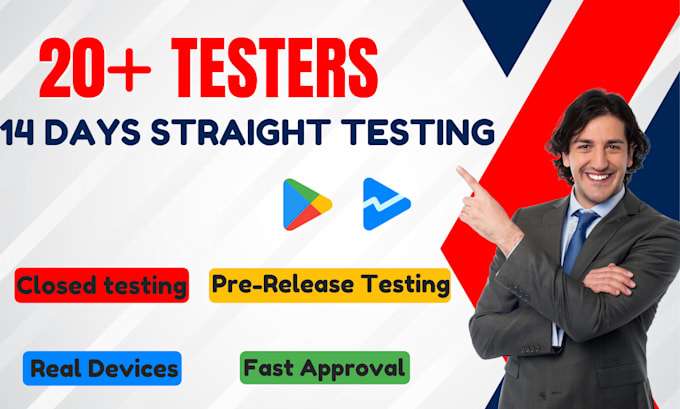 Gig Preview - Do 20 testers google play closed app testing 20 tester for app in 14 days