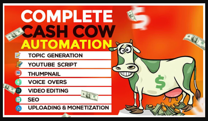 Gig Preview - Youtube channel automation, cash cow videos, faceless short, ai videos thumbnail