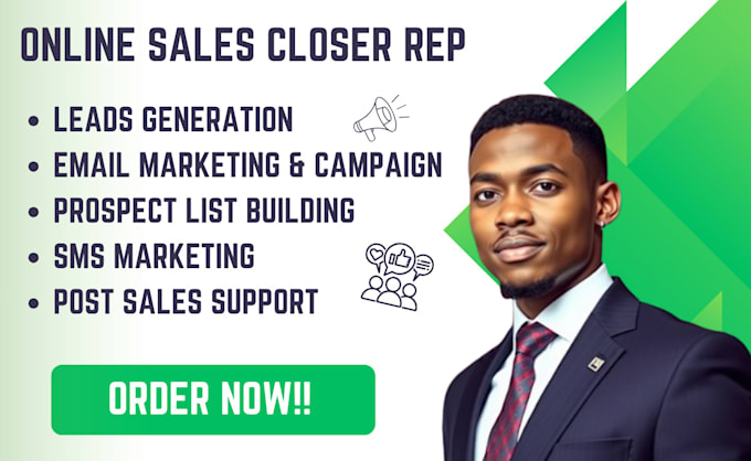 Gig Preview - Be your commission sales closer, email marketer sales rep, sales leads follow up