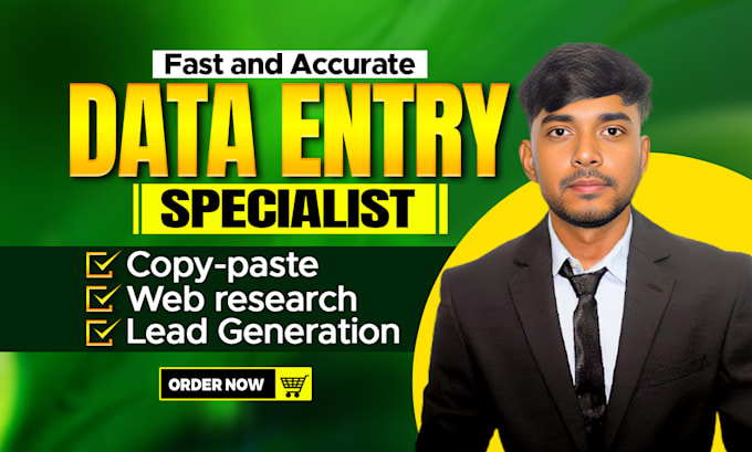 Gig Preview - Do fast data entry, web research ,copy paste and lead generation