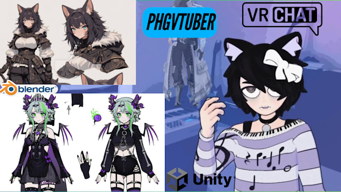 Gig Preview - Create 2d phgtuber sfw anime vtuber mmd arkit avatar vrm live 3d character