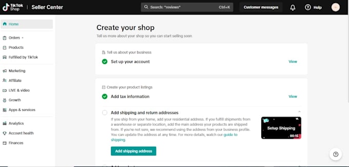 Gig Preview - Setup tik tok shop tiktok shop setup, setup USA tiktok shop, start tik tok shop