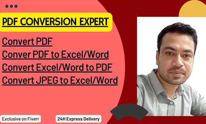 Gig Preview - Convert pdf to excel, word, pdf conversion and data typing job