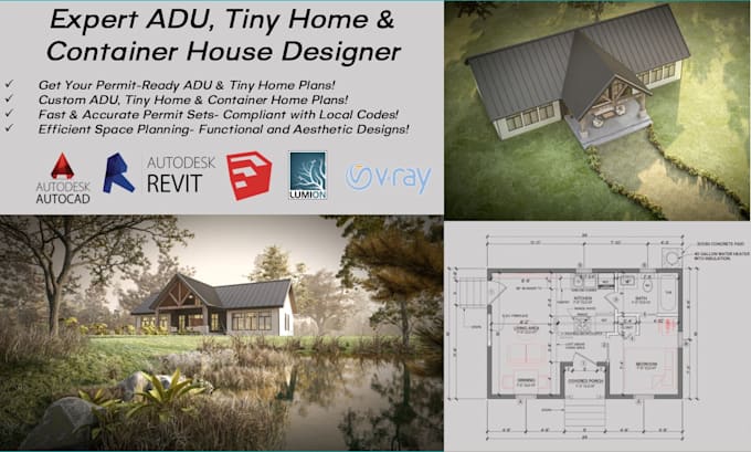 Gig Preview - Design adu, container tiny homes permit set for construction