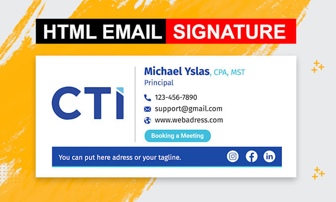 Gig Preview - Do modern HTML email signature for outlook, gmail and apple