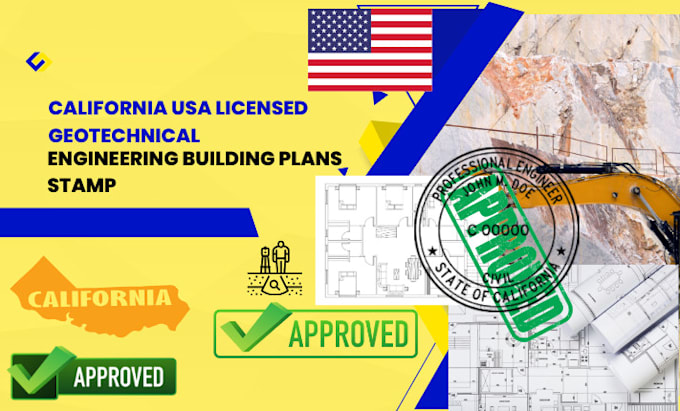 Gig Preview - California USA licensed geotechnical engineering building plans stamp