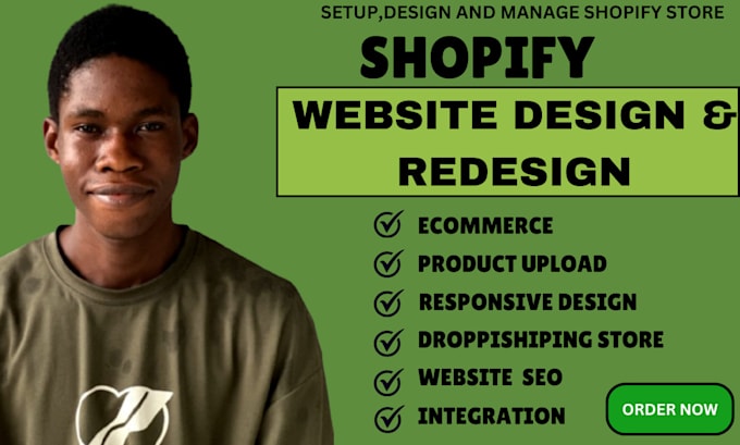 Gig Preview - Do shopify website design, shopify redesign, dropshipping store, shopify website