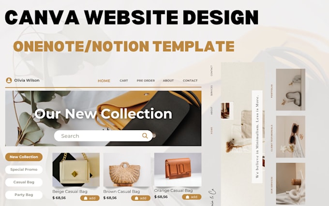 Gig Preview - Create canva website design landing page notion onenote template deisgn for sale