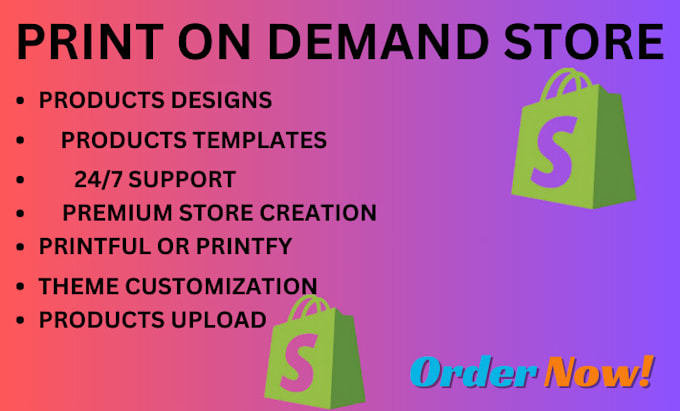 Gig Preview - Create a ultimate print on demand shopify store or shopify website