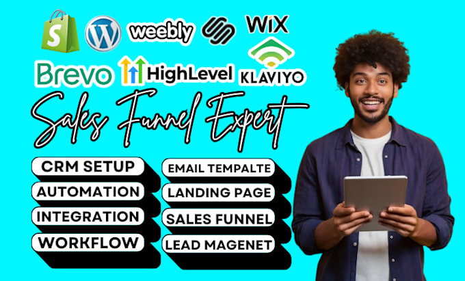 Gig Preview - Setup brevo, gohighlevel, klaviyo sales funnel for website marketing automation