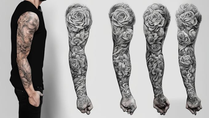 Gig Preview - Create custom realistic tattoo design, tattoo sleeve