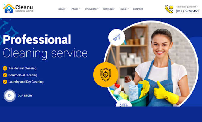 Gig Preview - Build cleaning service website house cleaning office cleaning booking koala