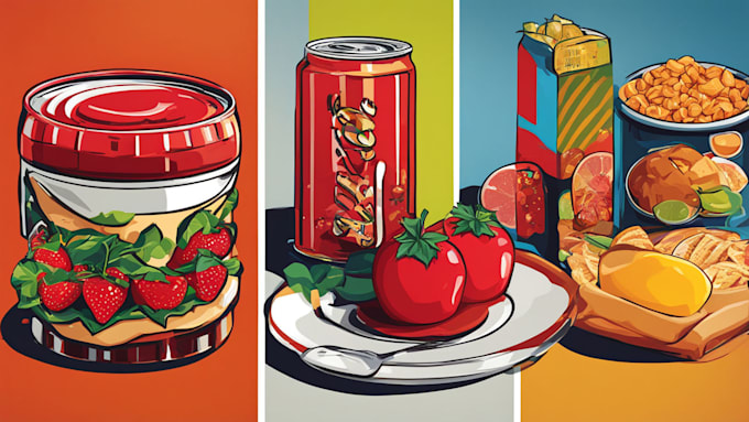 Gig Preview - Create a illustration of food pop art