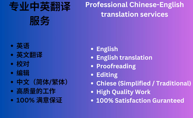 Gig Preview - Chinese to english translation