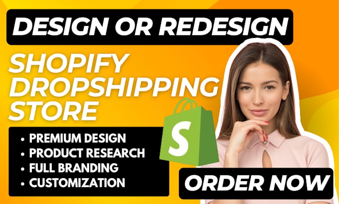 Gig Preview - Build shopify website design or redesign shopify dropshipping store boost sales