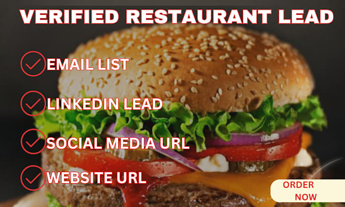 Gig Preview - Generate organic restaurant leads canteen lead b2b lead email list store leads