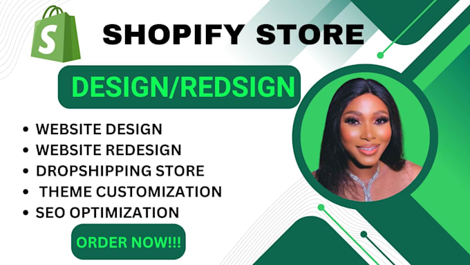 Gig Preview - Redisgn shopify website design shopify dropshipping store