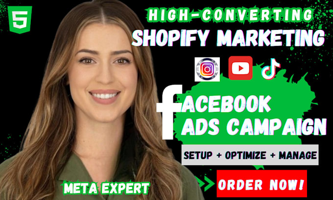 Gig Preview - Be shopify facebook ads campaign manager instagram ads, fb ads shopify