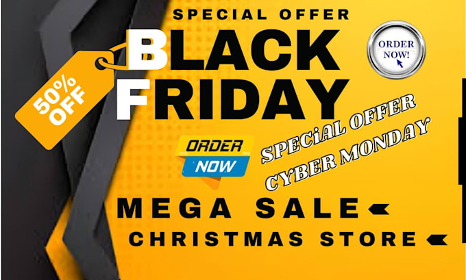 Gig Preview - Design black friday sales christmas cyber monday winter sales flyer