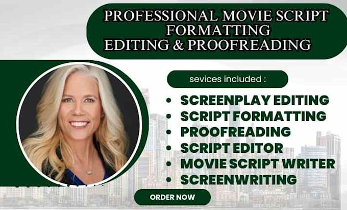 Gig Preview - Format edit and proofread your screenplay movie script into industry standard