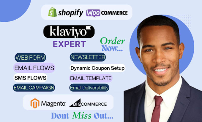 Gig Preview - Setup klaviyo ecommerce email marketing and sms flows, black friday cyber monday