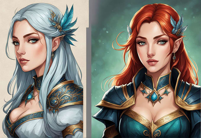 Gig Preview - Design your fantasy character portrait art illustration