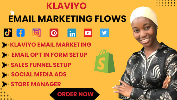 Gig Preview - Setup klaviyo flows ecommerce marketing email marketing for shopify