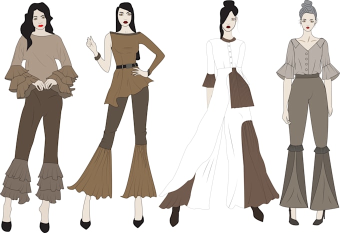 Gig Preview - Create technical flat sketch and fashion tech pack