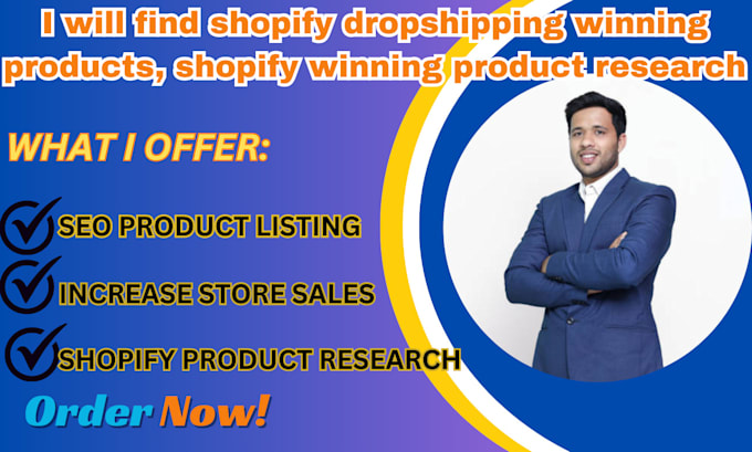 Gig Preview - Find shopify dropshipping winning products, shopify winning product research