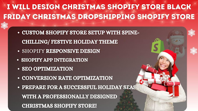 Gig Preview - Design christmas shopify store black friday christmas dropshipping shopify store