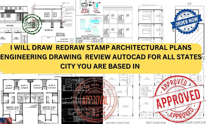 Bestseller - redraw stamp architectural drawing  mep sketch  floor plan county permit