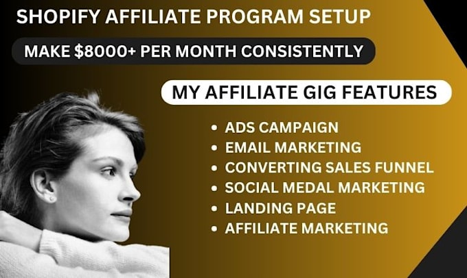 Gig Preview - Complete shopify affiliate program setup