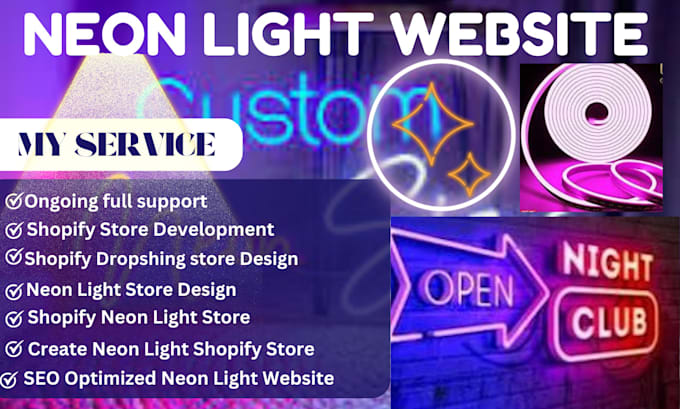 Gig Preview - Design shopify neon light store neon light website redesign neon light store