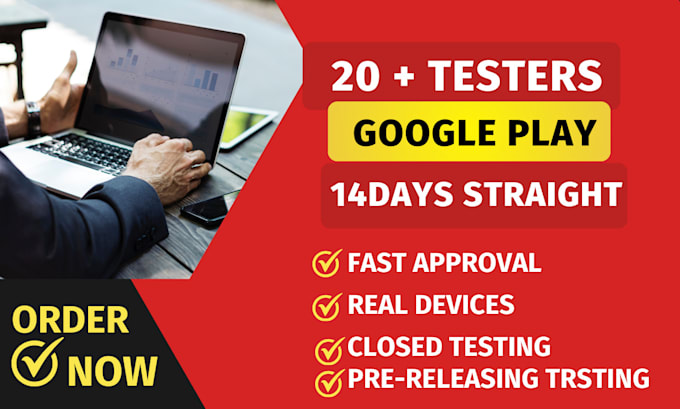 Gig Preview - Test your andriod app with 20 testers google play closed testing 20 tetster