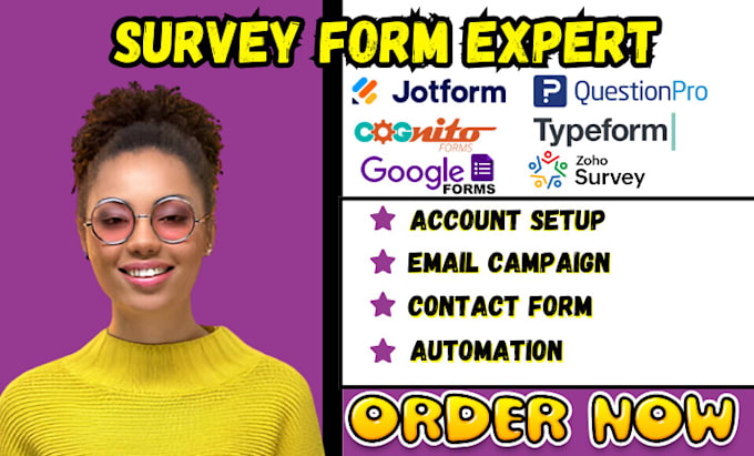 Gig Preview - Setup jotform zoho survey google form questionpro typeform cognito forms