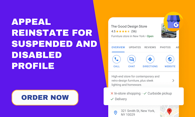 Gig Preview - Fix suspended and disabled google my business submit an appeal reinstate