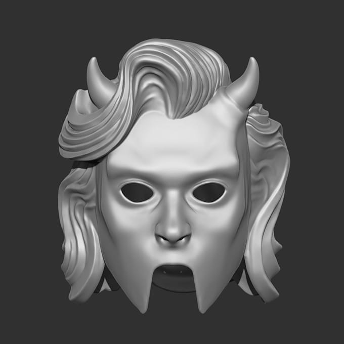 Gig Preview - Sculpt 3d japanese mask, oni mask, kitsune mask, blender, 3d model for printing